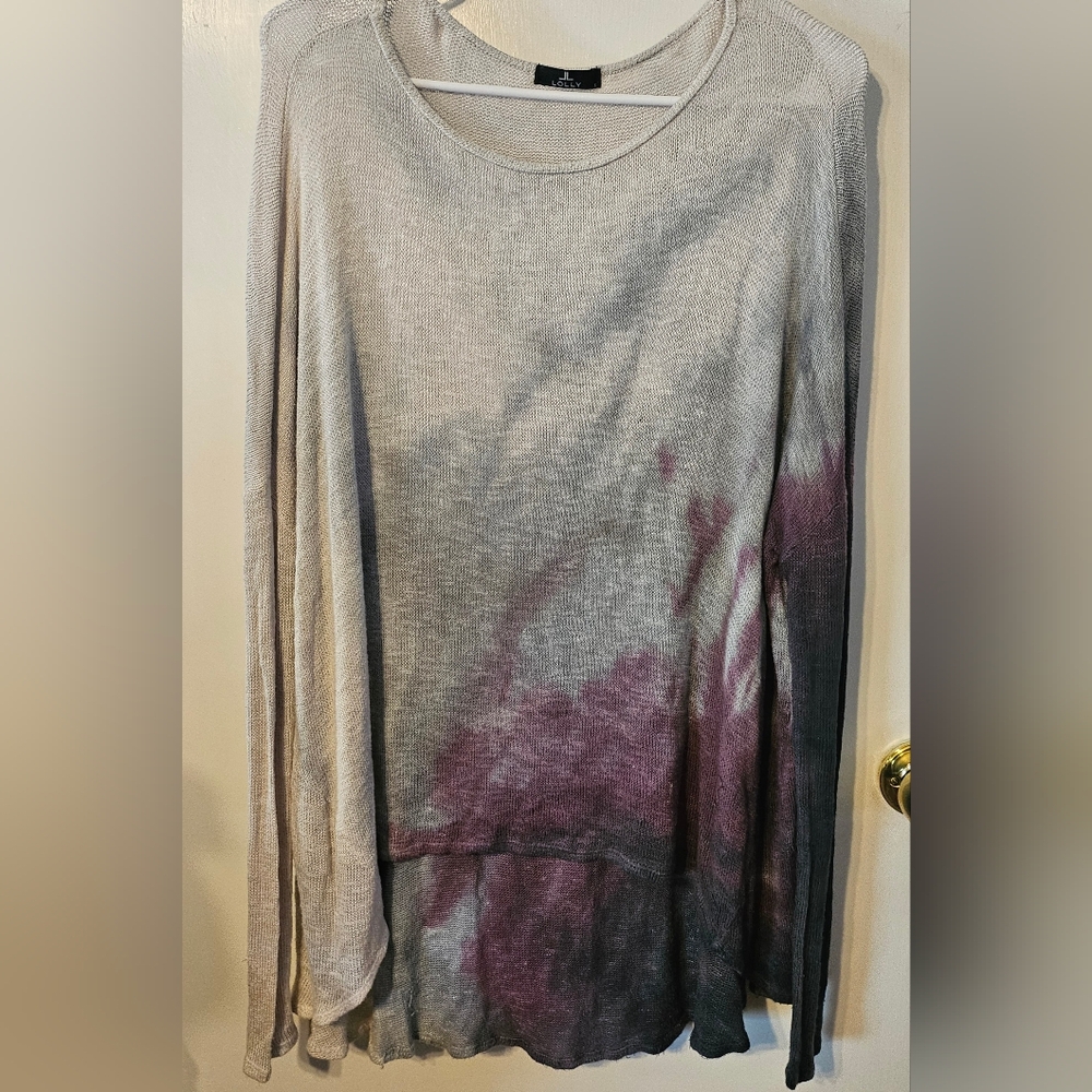 Cozy Purple and Gray Poncho Sweater Shrug